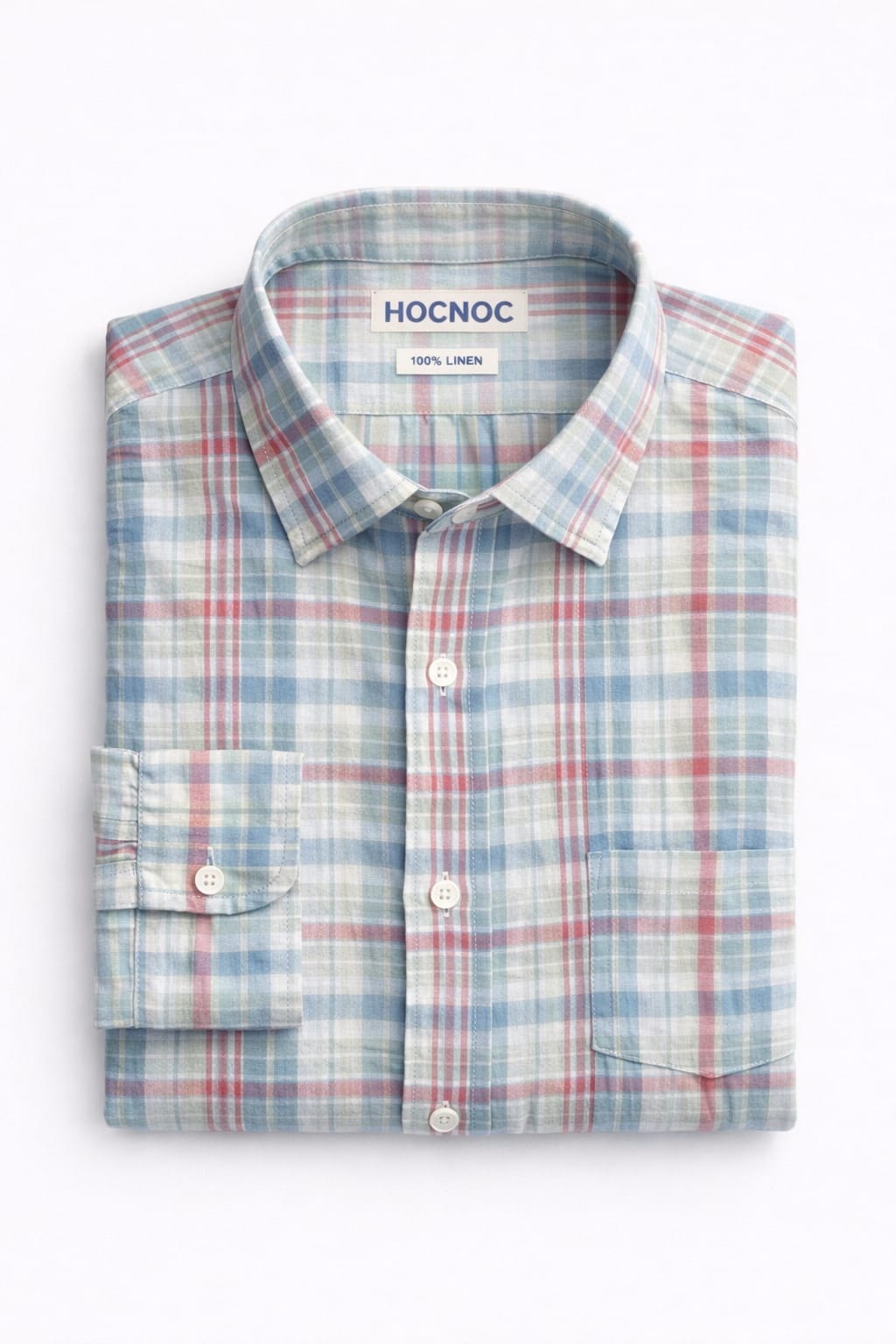 HOCNOC Multi-Check Linen Shirt